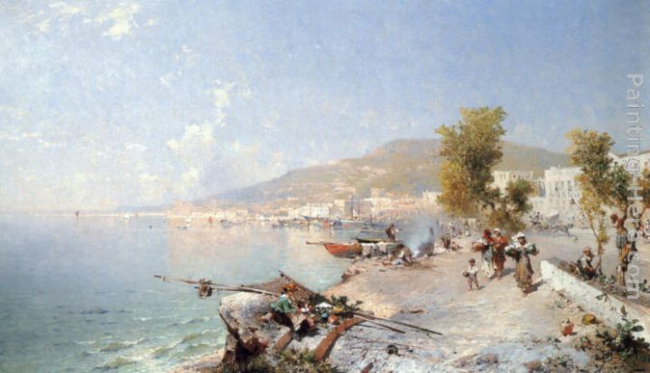 Vietri Sul Mare, Looking Towards Salerno painting - Franz Richard Unterberger Vietri Sul Mare, Looking Towards Salerno art painting